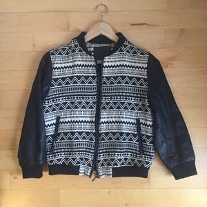 BLANK NYC Bomber jacket with vegan leather sleeves